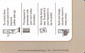 Hotel Keycard Best Western Athens Greece Back