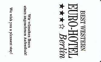 Hotel Keycard Best Western Berlin Germany Front