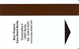 Hotel Keycard Best Western Berlin Germany Back