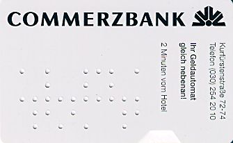 Hotel Keycard Best Western Berlin Germany Back