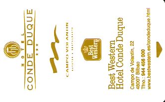 Hotel Keycard Best Western Bilbao Spain Front