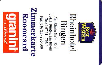 Hotel Keycard Best Western Bingen am Rhein Germany Front