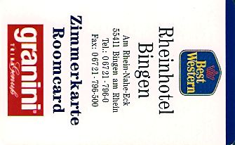 Hotel Keycard Best Western Bingen am Rhein Germany Front