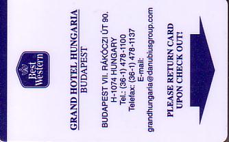 Hotel Keycard Best Western Budapest Hungary Front