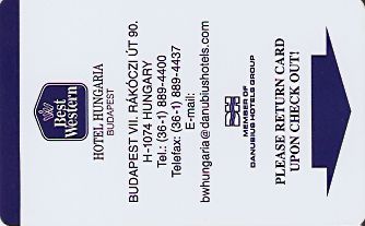 Hotel Keycard Best Western Budapest Hungary Front