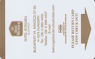 Hotel Keycard Best Western Budapest Hungary Front