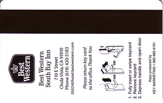 Hotel Keycard Best Western California (State) U.S.A. (State) Back