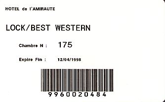 Hotel Keycard Best Western Deauville France Back