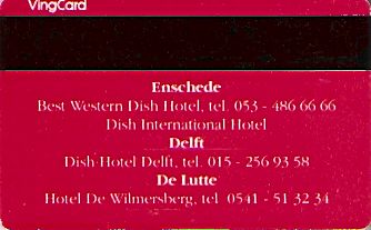 Hotel Keycard Best Western Enschede Netherlands Back