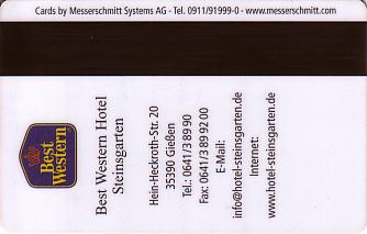 Hotel Keycard Best Western Gieben Germany Back