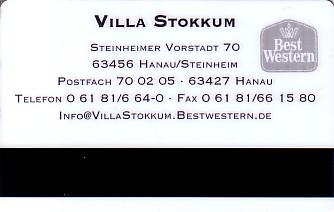 Hotel Keycard Best Western Hanau Germany Back