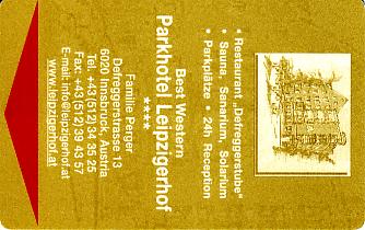 Hotel Keycard Best Western Innsbruck Austria Front