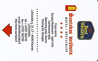 Hotel Keycard Best Western Kaunas Lithuania Front