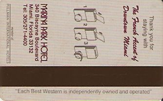 Hotel Keycard Best Western Miami U.S.A. Back