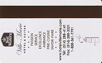 Hotel Keycard Best Western Montreal Canada Back