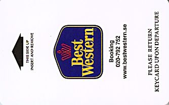Hotel Keycard Best Western  Sweden Front