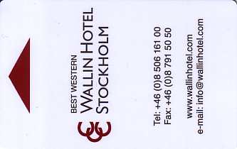 Hotel Keycard Best Western Stockholm Sweden Front