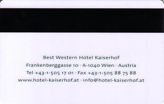 Hotel Keycard Best Western Vienna Austria Back