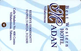 Hotel Keycard Best Western Villahermosa Mexico Front