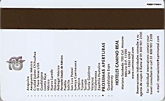 Hotel Keycard Camino Real Generic Back