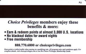 Hotel Keycard Choice Hotels Generic Back