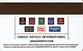 Hotel Keycard Choice Hotels Generic Back