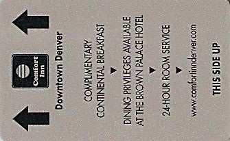 Hotel Keycard Comfort Inn & Suites Denver U.S.A. Front