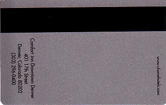 Hotel Keycard Comfort Inn & Suites Denver U.S.A. Back