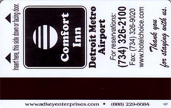 Hotel Keycard Comfort Inn & Suites Detroit U.S.A. Back
