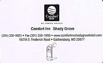 Hotel Keycard Comfort Inn & Suites Maryland (State) U.S.A. (State) Back