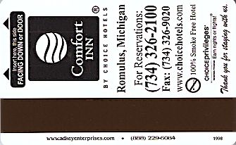 Hotel Keycard Comfort Inn & Suites Michigan (State) U.S.A. (State) Back