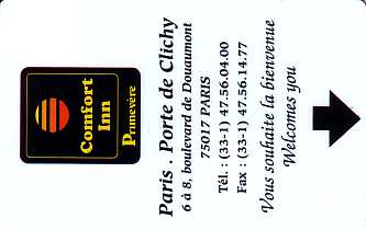 Hotel Keycard Comfort Inn & Suites Paris France Front