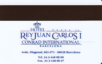 Hotel Keycard Conrad Barcelona Spain Back