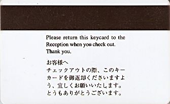 Hotel Keycard Conrad  Singapore Back