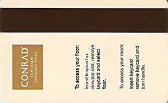 Hotel Keycard Conrad San Juan Puerto Rico Back