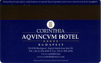 Hotel Keycard Corinthia Budapest Hungary Back