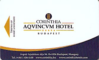 Hotel Keycard Corinthia Budapest Hungary Front