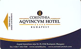 Hotel Keycard Corinthia Budapest Hungary Front