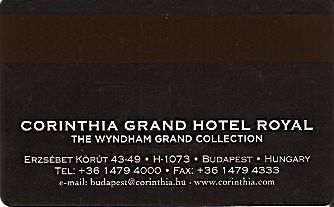 Hotel Keycard Corinthia Budapest Hungary Back