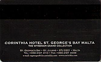 Hotel Keycard Corinthia  Malta Back