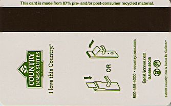 Hotel Keycard Country Inns & Suites Generic Back