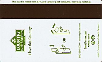Hotel Keycard Country Inns & Suites Generic Back