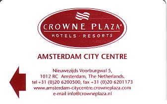 Hotel Keycard Crowne Plaza Amsterdam Netherlands Front