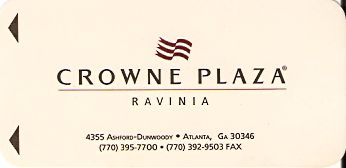 Hotel Keycard Crowne Plaza Atlanta U.S.A. Front