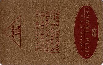 Hotel Keycard Crowne Plaza Atlanta U.S.A. Front