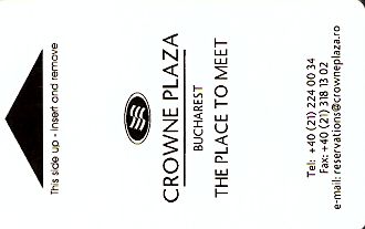 Hotel Keycard Crowne Plaza Bucharest Romania Front