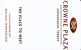 Hotel Keycard Crowne Plaza Copenhagen Denmark Front