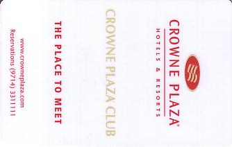 Hotel Keycard Crowne Plaza Dubai United Arab Emirates Front