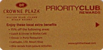 Hotel Keycard Crowne Plaza Hilton Head U.S.A. Front