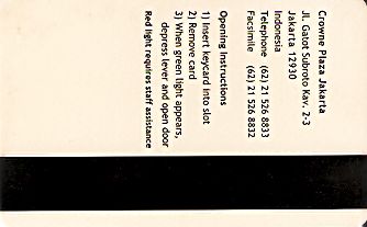 Hotel Keycard Crowne Plaza Jakarta Indonesia Back
